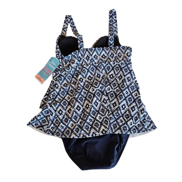 Swim Solutions Triple Tiered Fauxkini One Piece Swimsuit Women's 8 - Picture 3 of 11